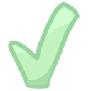 Checkmark symbol in a soft, rounded green style.