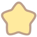 A rounded yellow star with a brown outline.