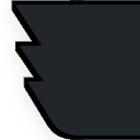A dark gray, jagged geometric shape with sharp, serrated edges on a black background.