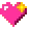 Four pink pixel hearts arranged in a row, each decorated with a bright yellow sparkling star effect.