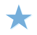 A flat, five-pointed star in a light blue color.