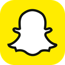 Snapchat ghost logo centered on a yellow rounded square background.