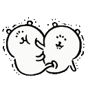 Two round, simple line-art creatures rhythmically swatting at each other in a playful fight.