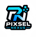 A blue and white geometric logo with the letters PN above the text PIXSEL NEXUS.