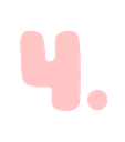 A stylized number four in a rounded, soft pink font.