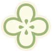 Flower with four rounded petals in soft green and cream colors.