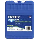 Blue plastic ice pack with a label and barcode.