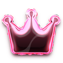 Crown with a glossy pink finish and a dark center.