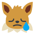 Eevee with closed eyes and a sad expression shedding a single large blue tear.