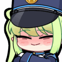 Anime girl wearing a police cap with heart eyes and a mischievous smirk.