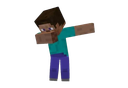 A blocky, pixelated character performing a dabbing pose with their head tucked into their arm.