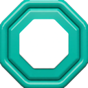 Octagon shape with a thick teal border and a white center.