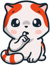 A cute orange and white cat holding a finger to its mouth in a shushing gesture.