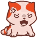 A cute orange and white cartoon cat with an angry vein symbol on its forehead and an open-mouthed expression of rage.