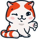 Marsey the cat winking and giving a thumbs up with its paw.