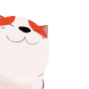 A cartoon cat head bobbing rhythmically from side to side in different colors.