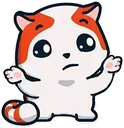 A cute orange and white cat shrugging with a confused expression.