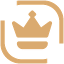 Golden crown icon with a simple line-art frame.