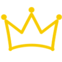 A yellow hand-drawn crown icon on a black background.