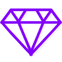 Diamond shaped gemstone with a bold purple outline and fill.