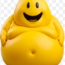 Round yellow character with a wide, happy smile and a soft, rotund body.