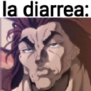 Anime character with a stoic expression and the text la diarrea written above.