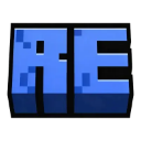 The letters AE in a blue pixelated font style on a black background.