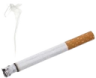 Cigarette angled diagonally against a bright blue background.