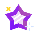A stylized purple five-pointed star with a small yellow sparkle icon next to it.