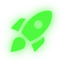 A bright neon green amorphous blob shape on a solid background.