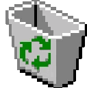 Recycle bin icon in pixel art style shown in both empty and full states.