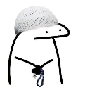 A Flork of Cows stick figure wearing a gray beanie and holding a whistle.