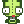 A green pixelated creature with large, wide eyes and a small red mouth looking frantic.