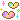 Four small pixelated hearts in various pastel colors surrounded by tiny glowing sparkles.