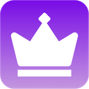 A stylized white crown icon centered on a purple gradient square background.