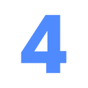 Number four in blue font against a black background.