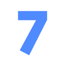 Number seven in a bold blue font centered on a black background.