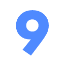 Number nine in a bold blue pixelated font against a black background.