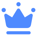 Crown icon in a simple blue pixelated style.