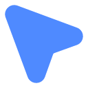 A blue, abstract arrowhead shape pointing to the right against a black background.