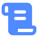 Blue document icon with three horizontal lines representing text.