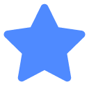 A flat, five-pointed blue star icon centered on a black background.