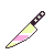 Four pixel art knives in pastel pink and yellow colors arranged in a row.