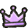 Four purple pixel art crowns lined up horizontally.
