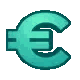 Currency symbol rendered in green pixel art with a small yellow sparkle effect.