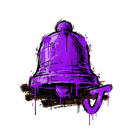 A purple bell with a dripping liquid effect against a dark background.