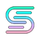 Letter S with a neon blue and pink glitch effect on a black background.