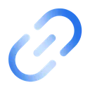 A stylized blue link chain icon with a glossy 3D finish.