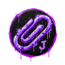 A purple paperclip icon with a dripping paint effect and the letter J on a dark circular background.