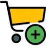 Plus sign inside a green circle next to a yellow rectangle.